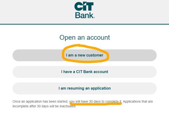 Open an account with CIT Bank